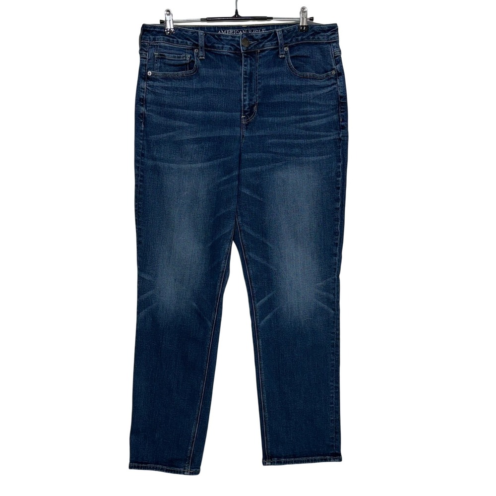 American Eagle Jeans Women 16 Long 36X30 Blue Hi-Rise Tomgirl Stretch‎ X Relaxed